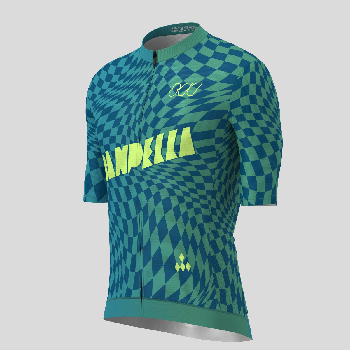 Men's Motivate Wavy checkered Cycling Jersey - Navy/Green