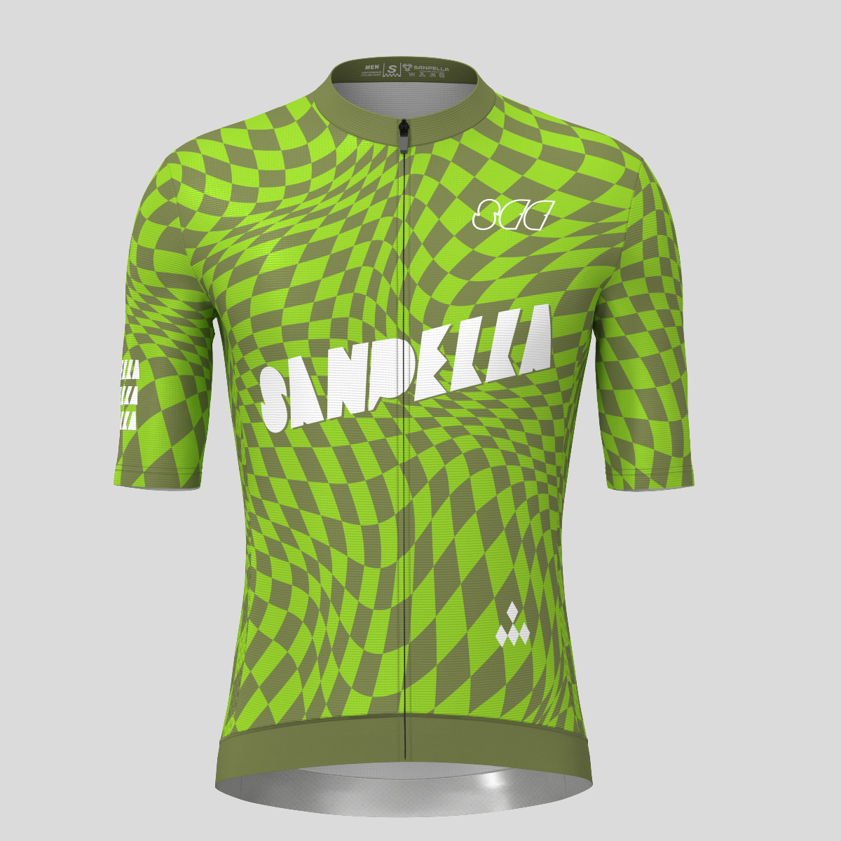 Men's Motivate Wavy checkered Cycling Jersey - Olive/Tender Green