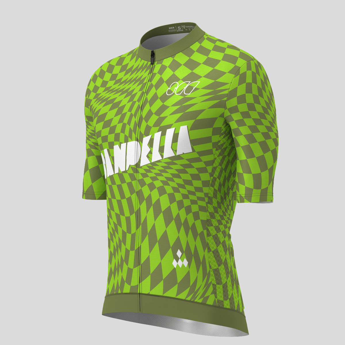 Men's Motivate Wavy checkered Cycling Jersey - Olive/Tender Green