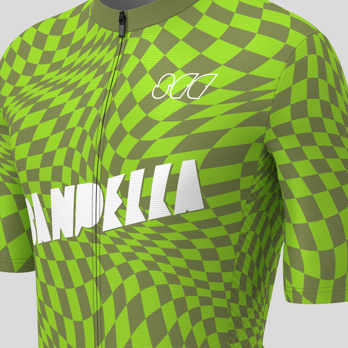 Men's Motivate Wavy checkered Cycling Jersey - Olive/Tender Green