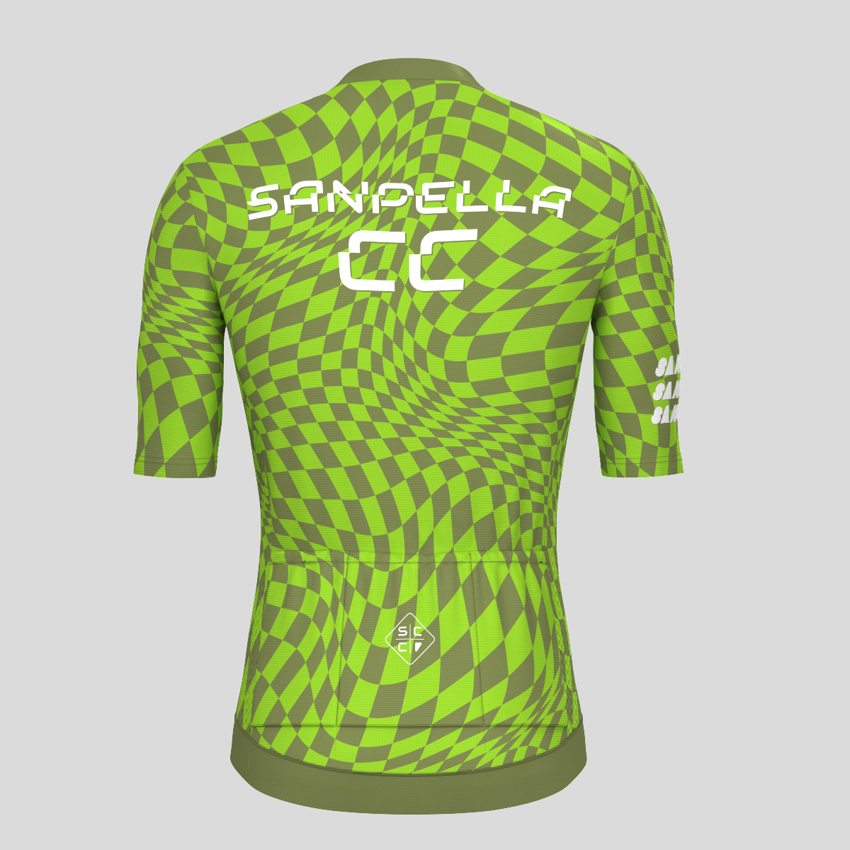 Men's Motivate Wavy checkered Cycling Jersey - Olive/Tender Green