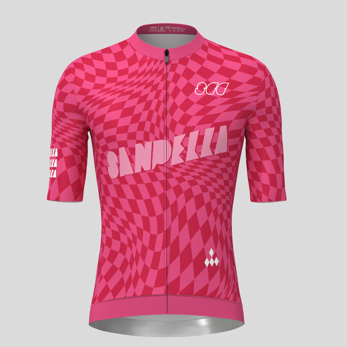 Men's Motivate Wavy checkered Cycling Jersey - Punch/Red