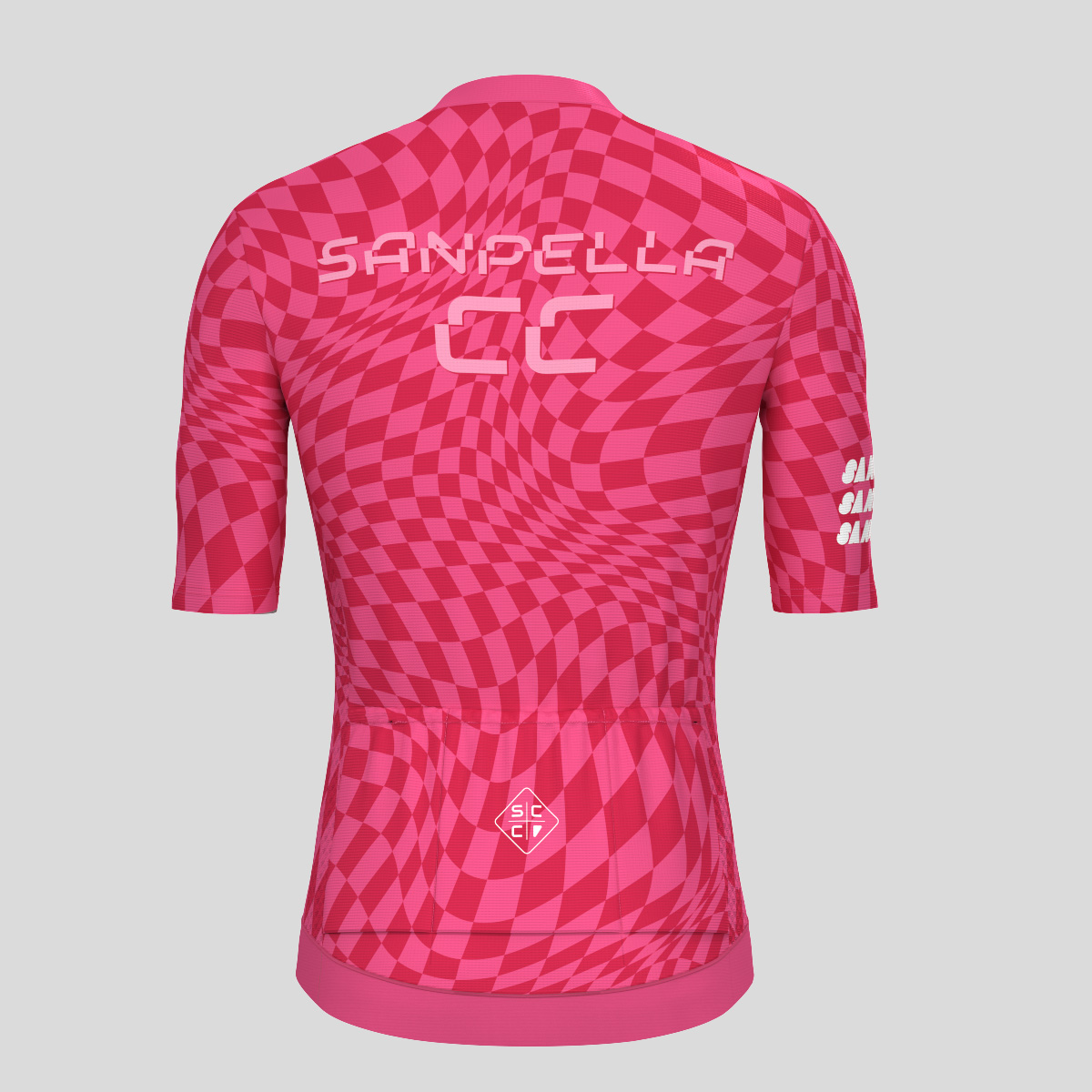 Men's Motivate Wavy checkered Cycling Jersey - Punch/Red