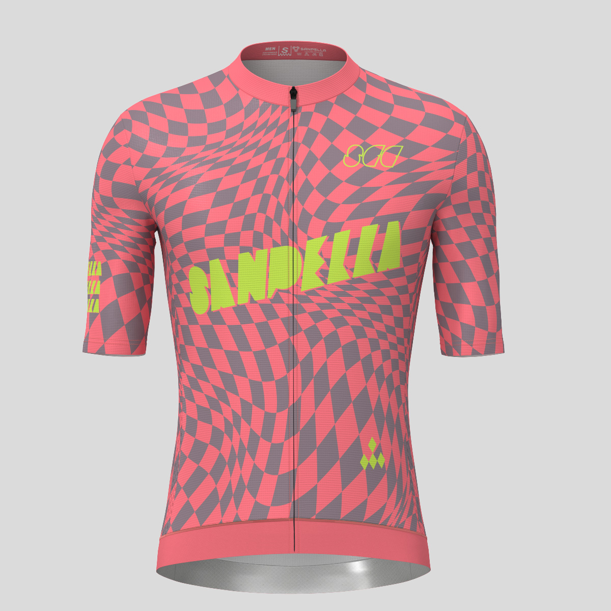 Men's Motivate Wavy checkered Cycling Jersey - Red/Gray