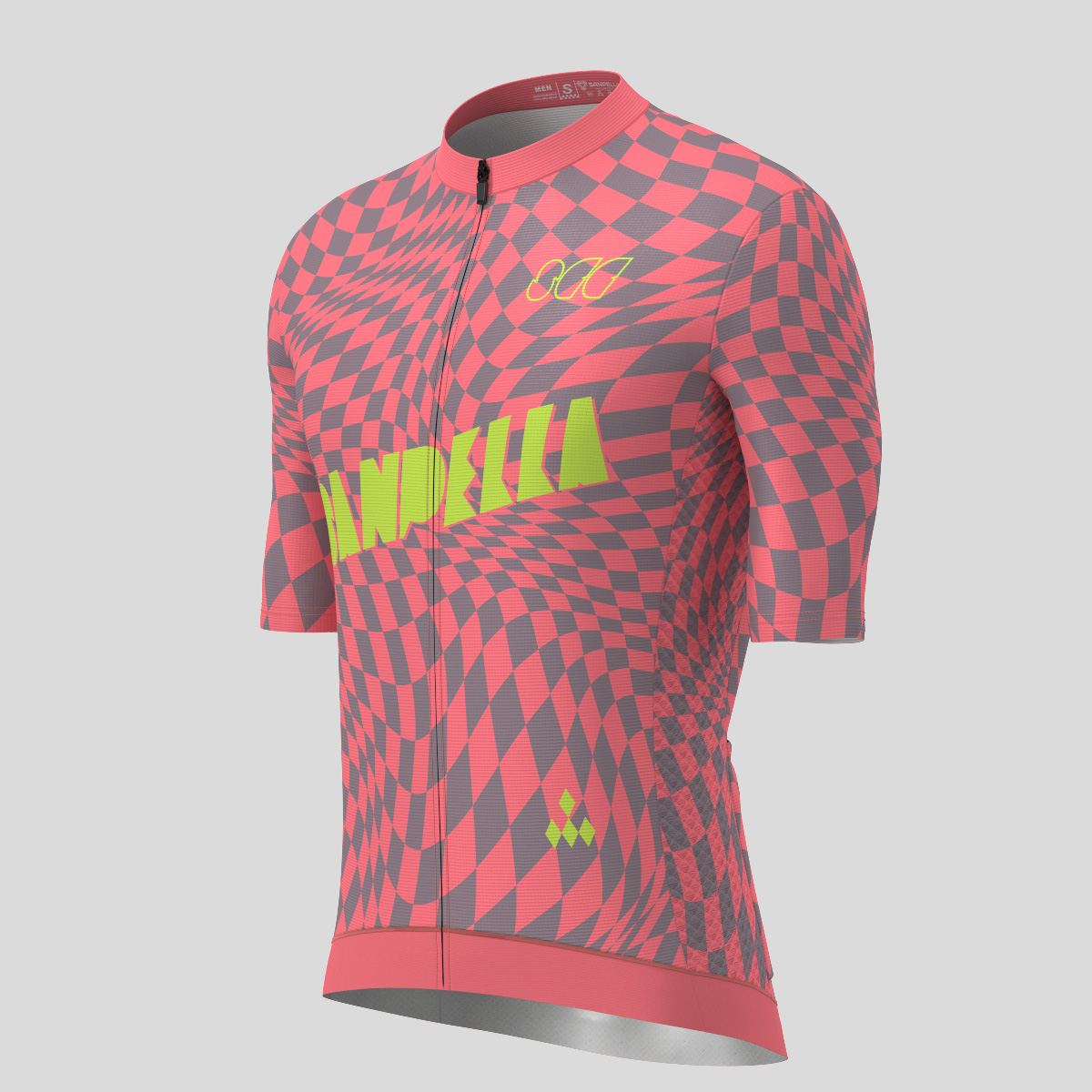 Men's Motivate Wavy checkered Cycling Jersey - Red/Gray