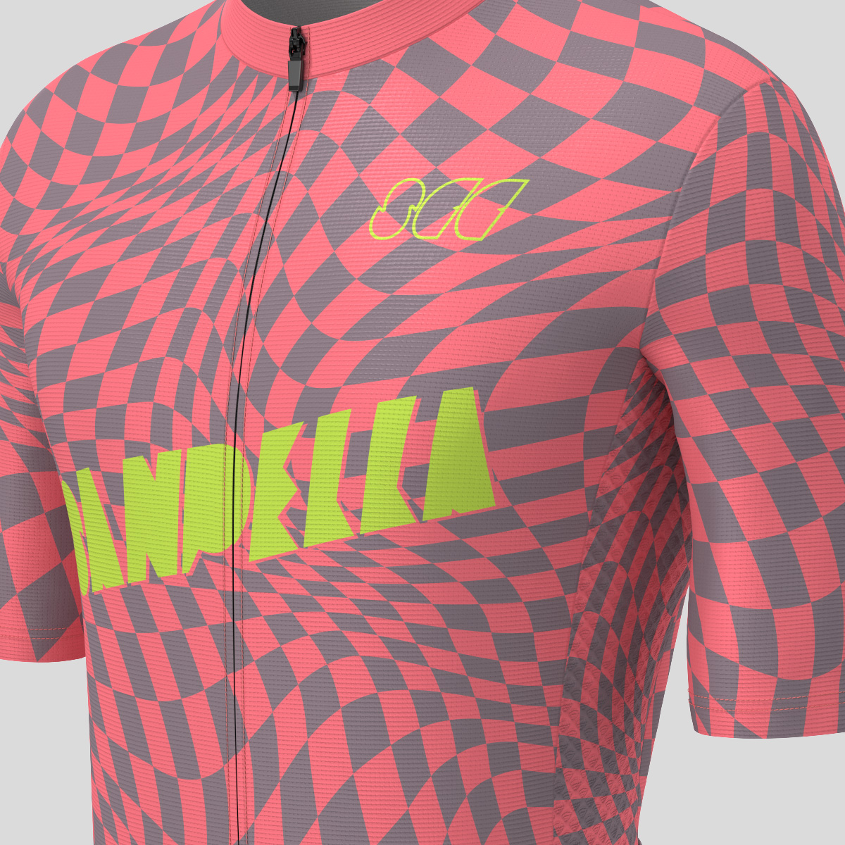 Men's Motivate Wavy checkered Cycling Jersey - Red/Gray