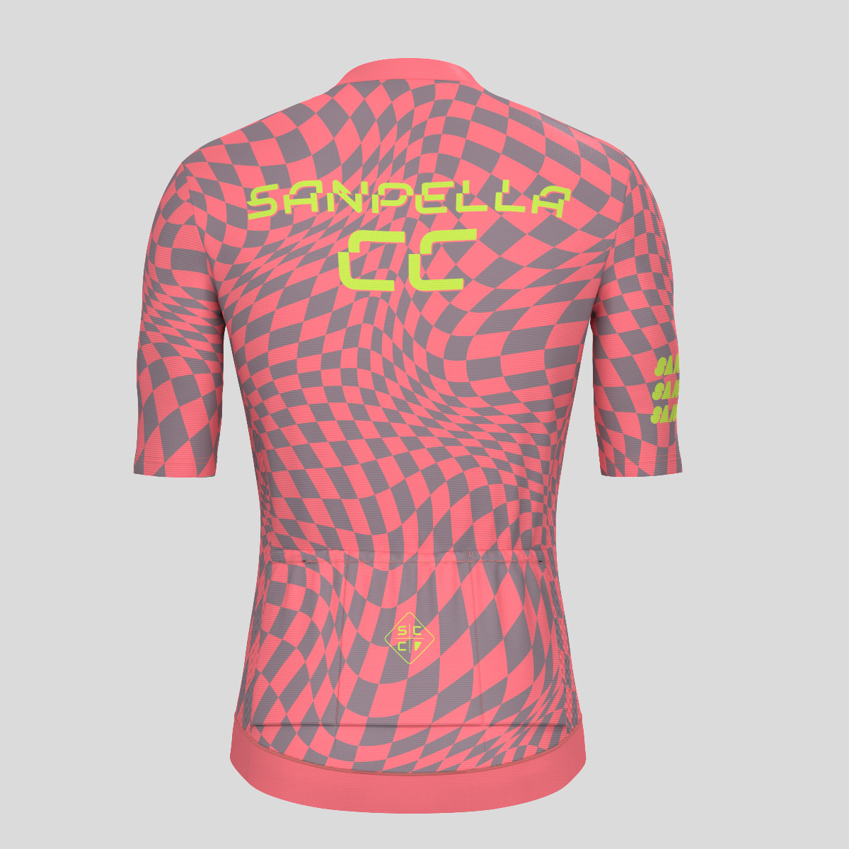 Men's Motivate Wavy checkered Cycling Jersey - Red/Gray