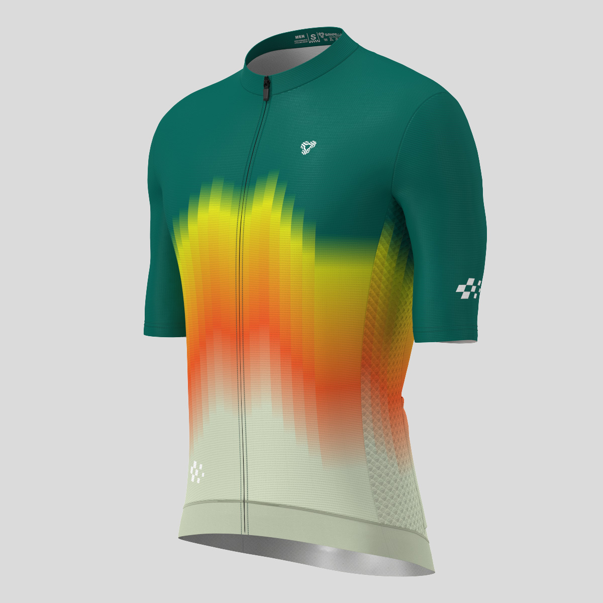 Men's Pixel Surge Cycling Jersey - Green/Sunset