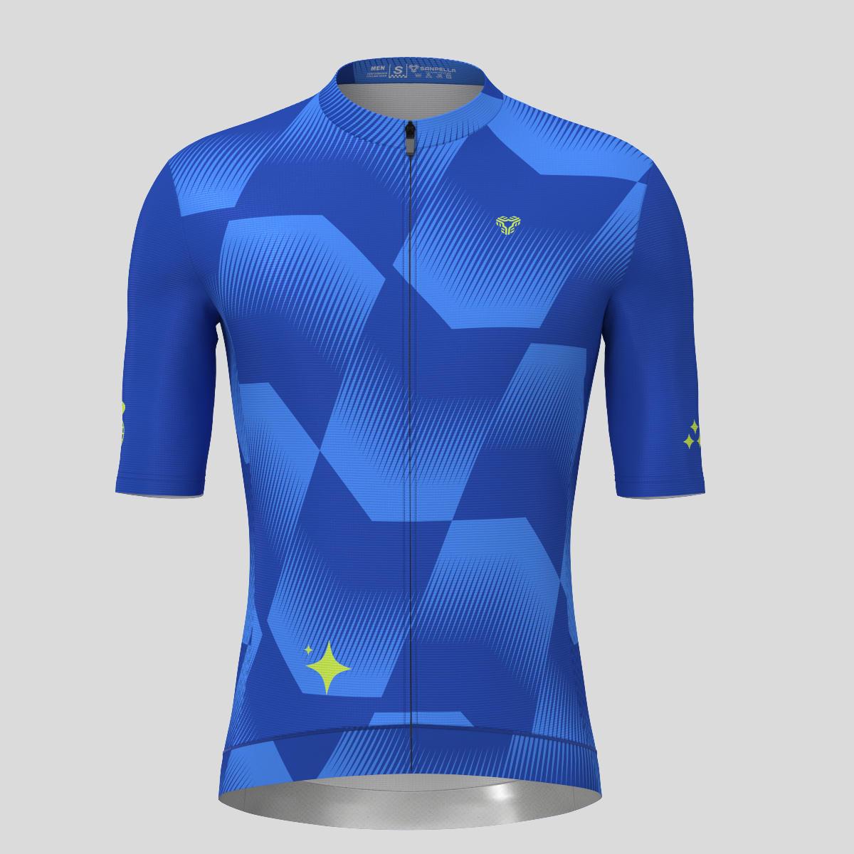 Men's Polygon Flow Cycling Jersey - Azure Blue