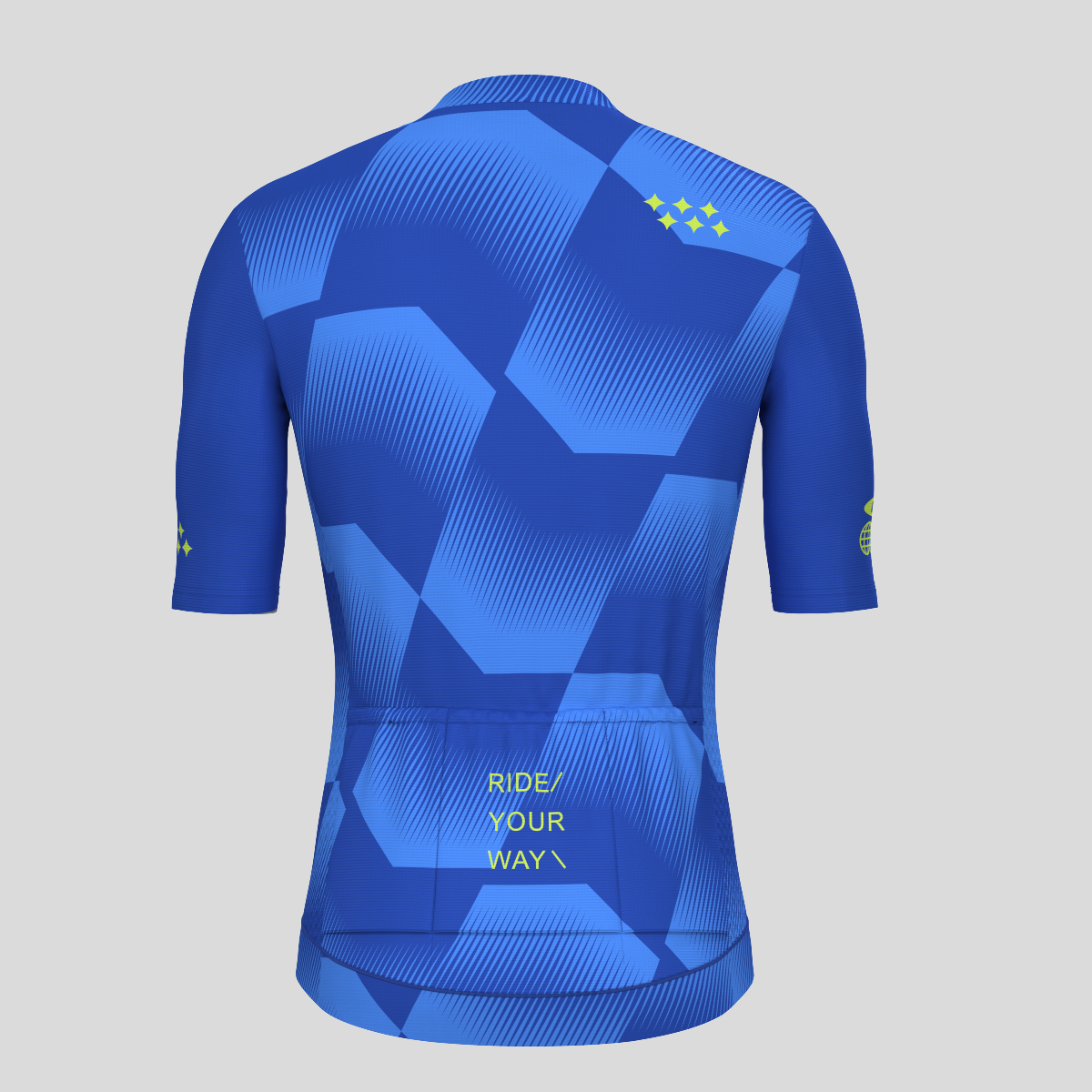 Men's Polygon Flow Cycling Jersey - Azure Blue