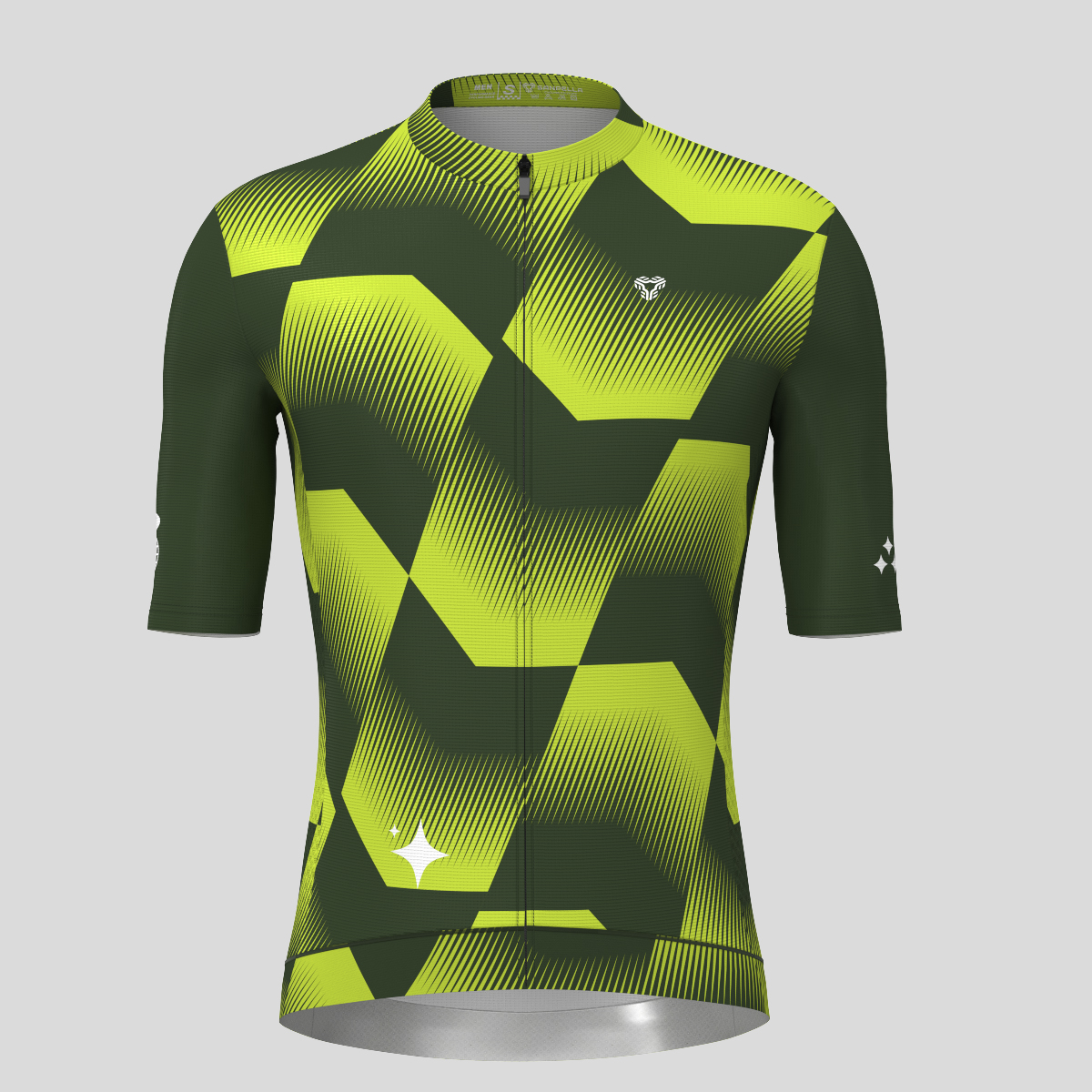 Men's Polygon Flow Cycling Jersey - Dark Green/Lime 