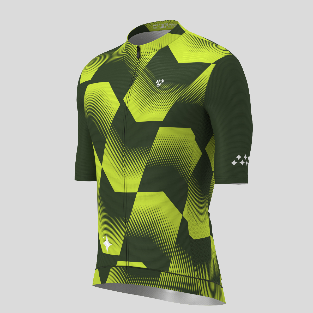 Men's Polygon Flow Cycling Jersey - Dark Green/Lime 