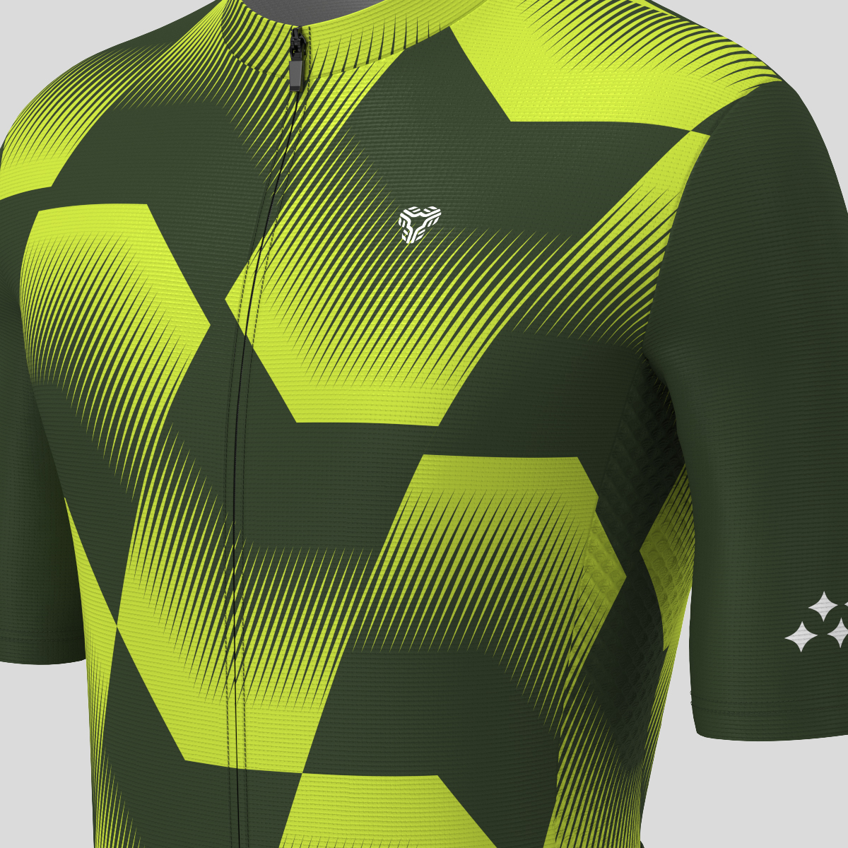 Men's Polygon Flow Cycling Jersey - Dark Green/Lime 