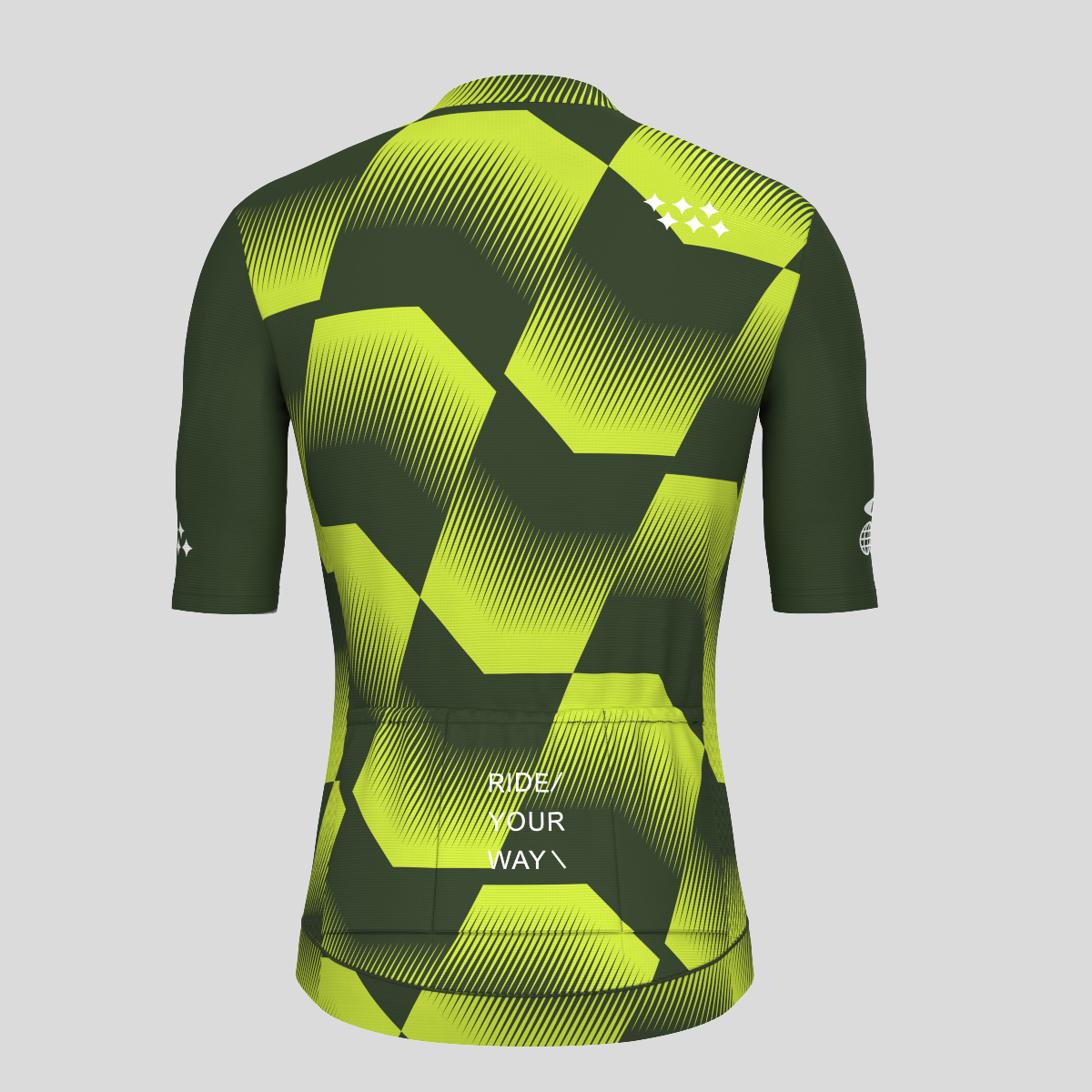 Men's Polygon Flow Cycling Jersey - Dark Green/Lime 