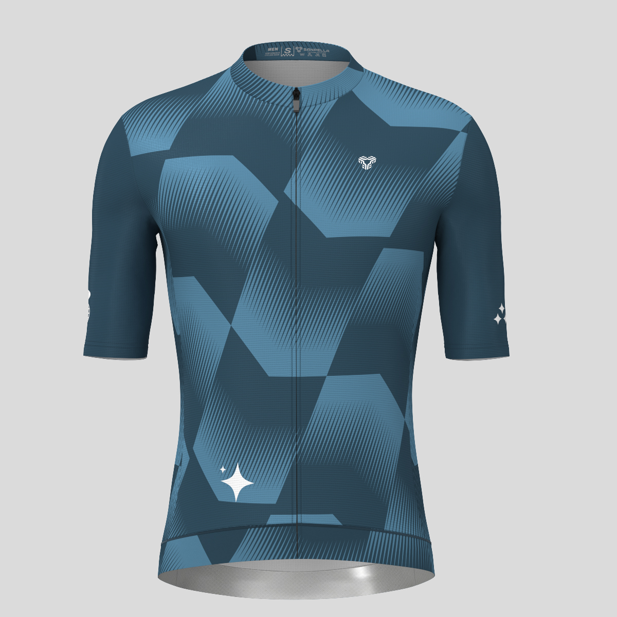 Men's Polygon Flow Cycling Jersey - Gray Blue