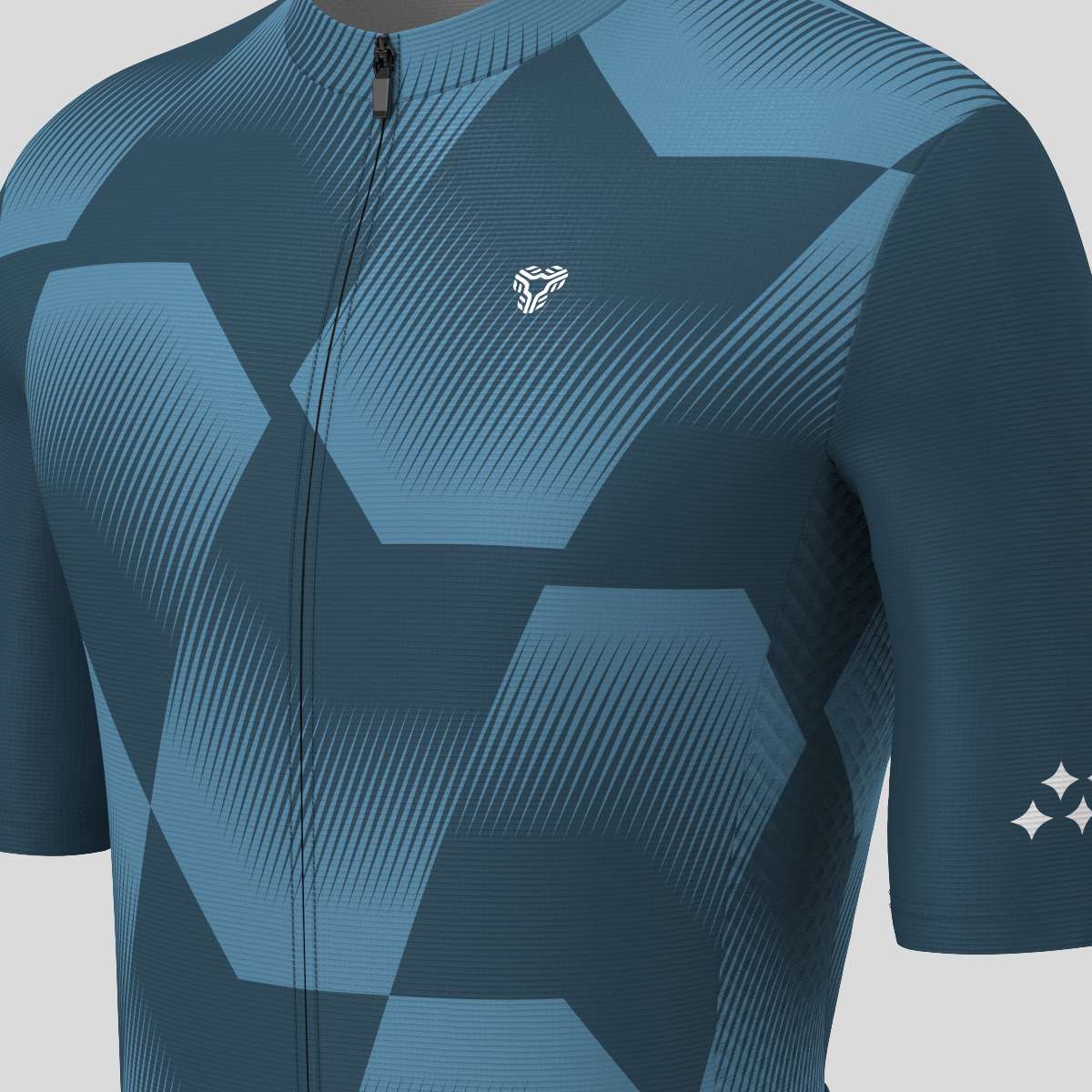 Men's Polygon Flow Cycling Jersey - Gray Blue