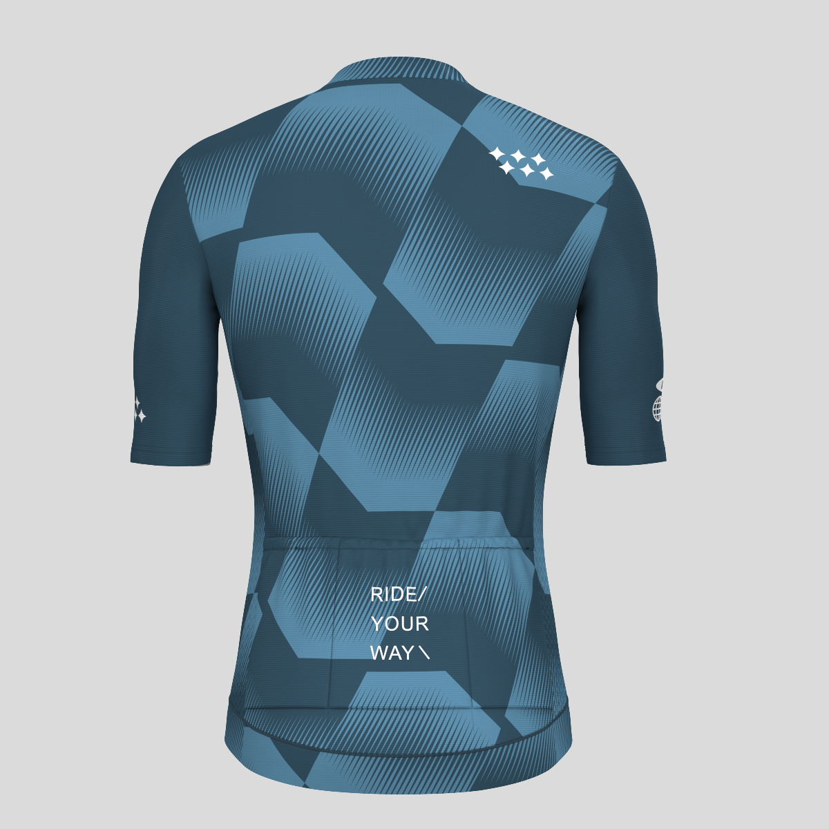 Men's Polygon Flow Cycling Jersey - Gray Blue