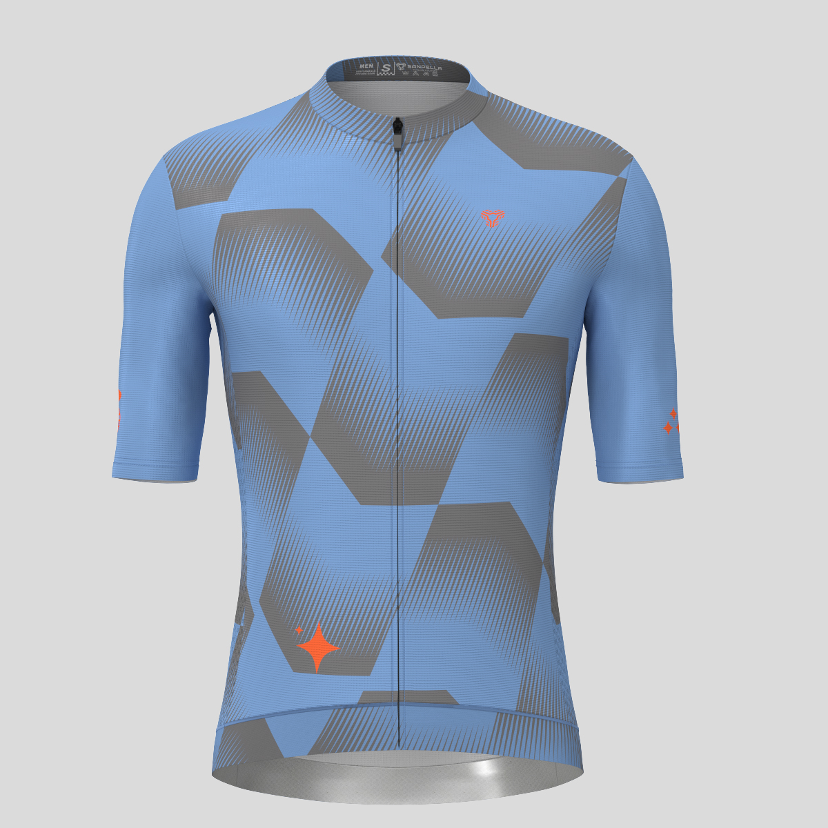 Men's Polygon Flow Cycling Jersey - Gray Blue/Tangerine