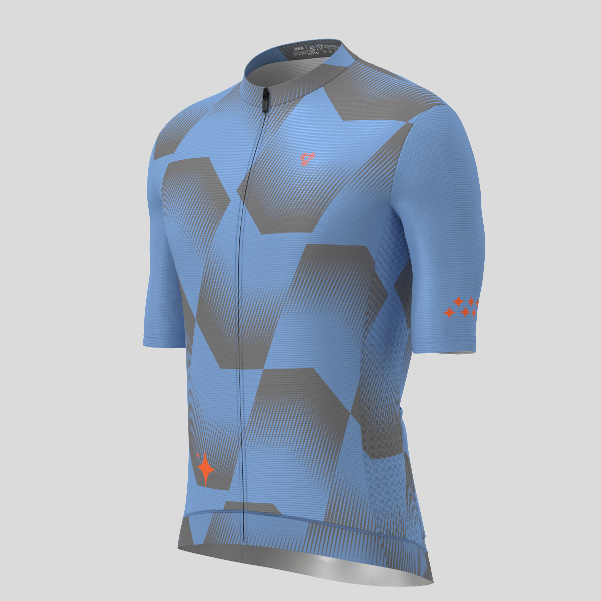 Men's Polygon Flow Cycling Jersey - Gray Blue/Tangerine