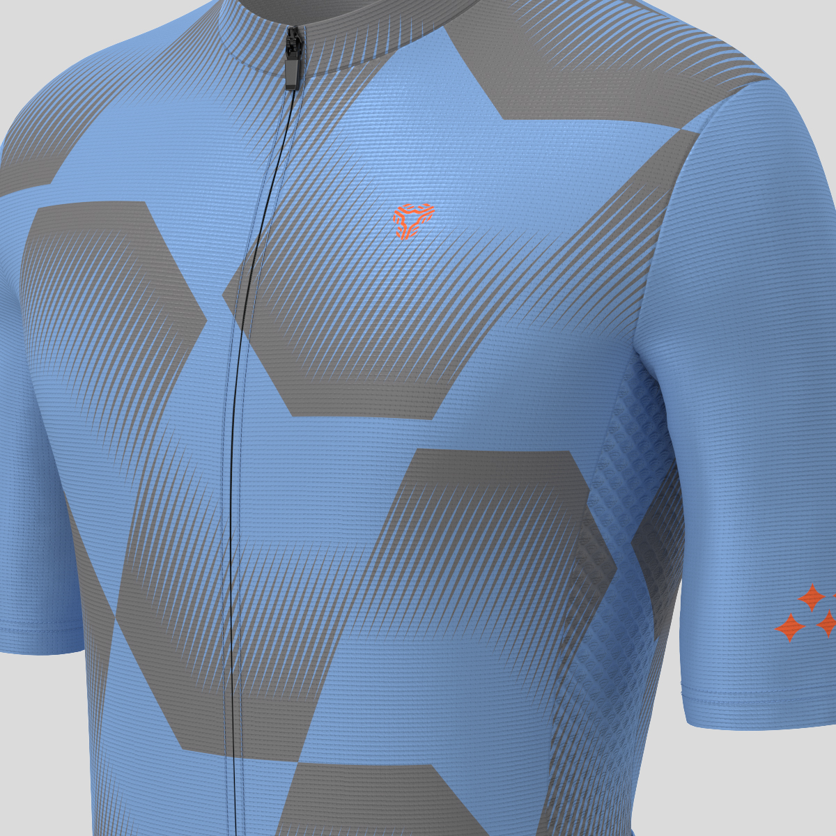 Men's Polygon Flow Cycling Jersey - Gray Blue/Tangerine