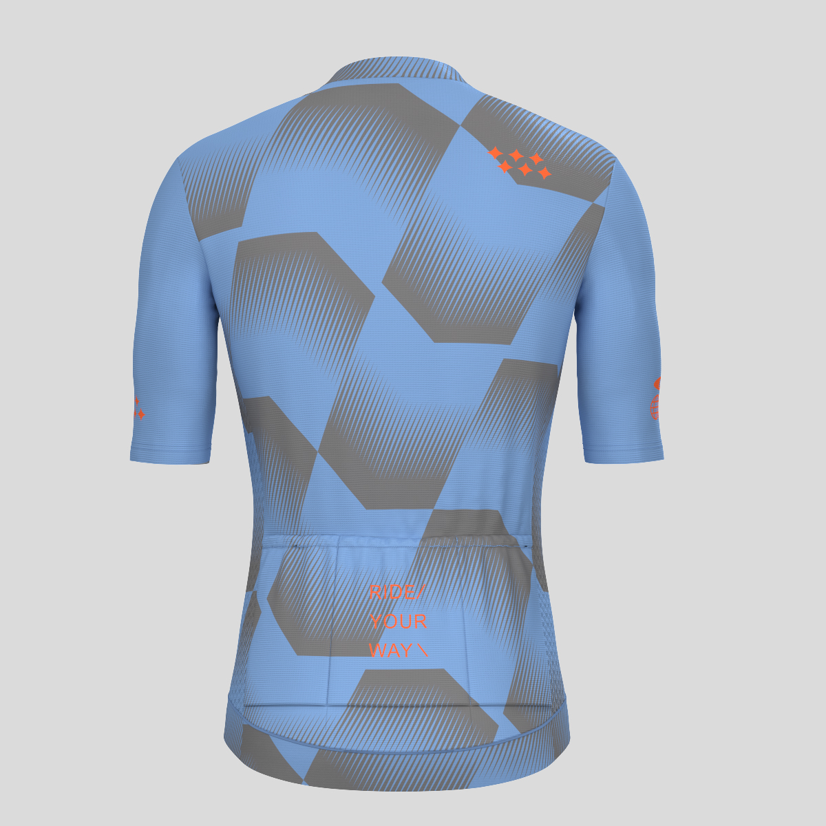 Men's Polygon Flow Cycling Jersey - Gray Blue/Tangerine
