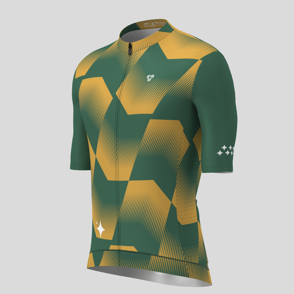 Men's Polygon Flow Cycling Jersey - Green/Khaki