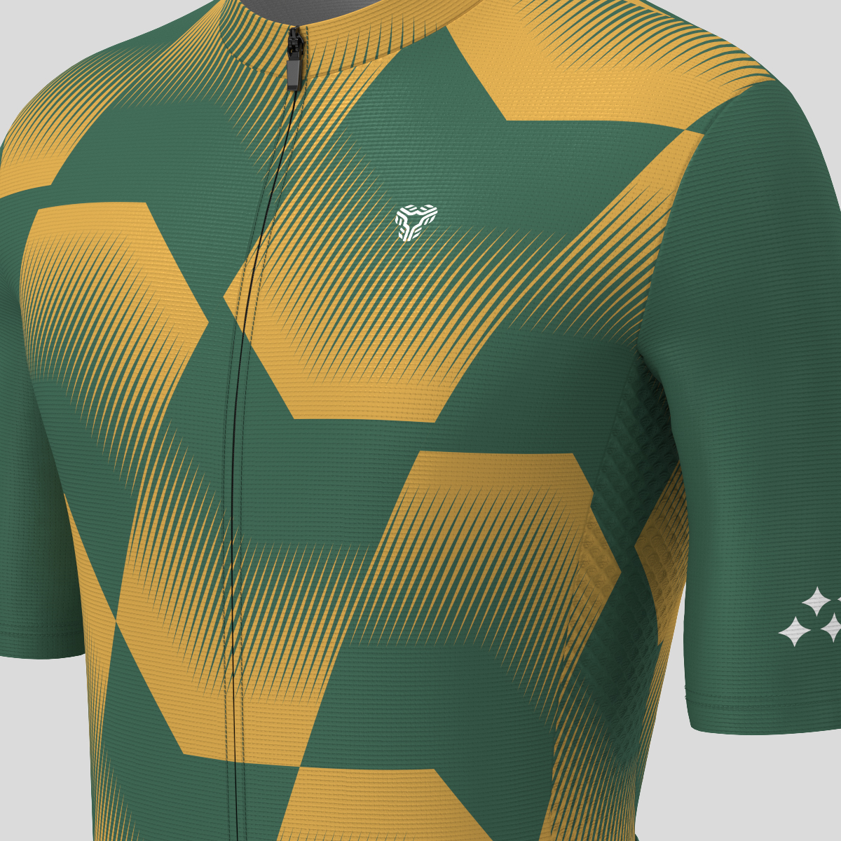 Men's Polygon Flow Cycling Jersey - Green/Khaki