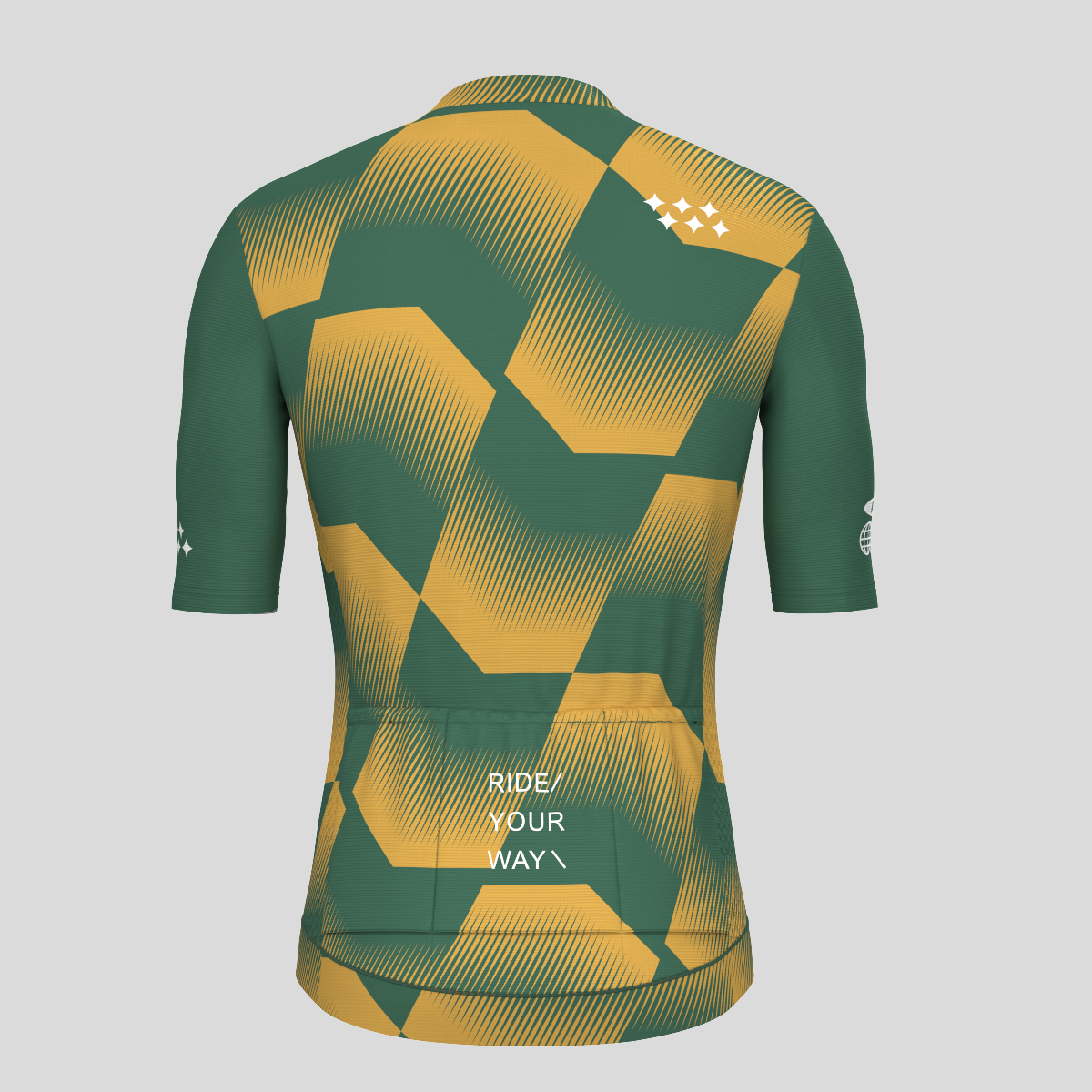 Men's Polygon Flow Cycling Jersey - Green/Khaki