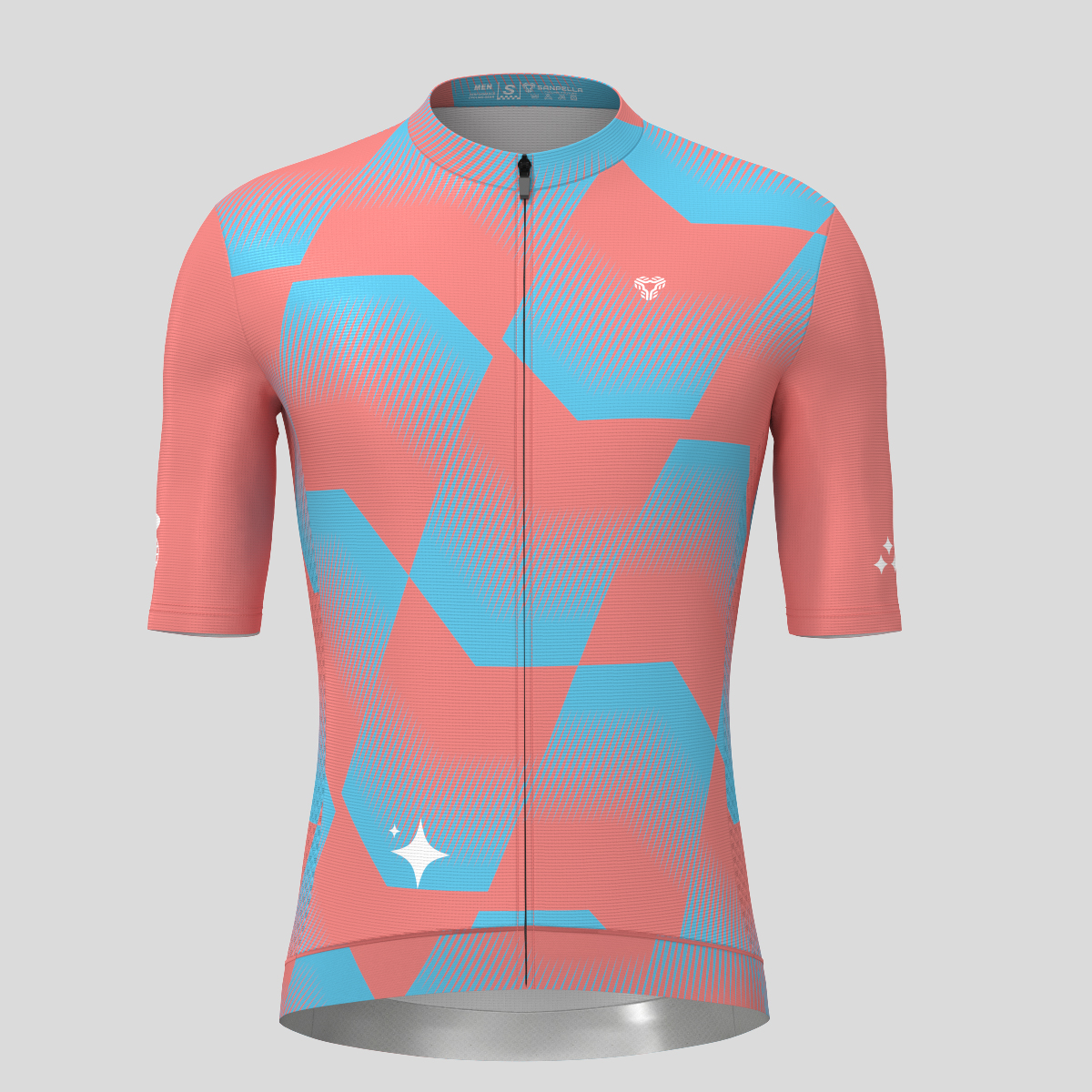 Men's Polygon Flow Cycling Jersey - Guava/Blue 