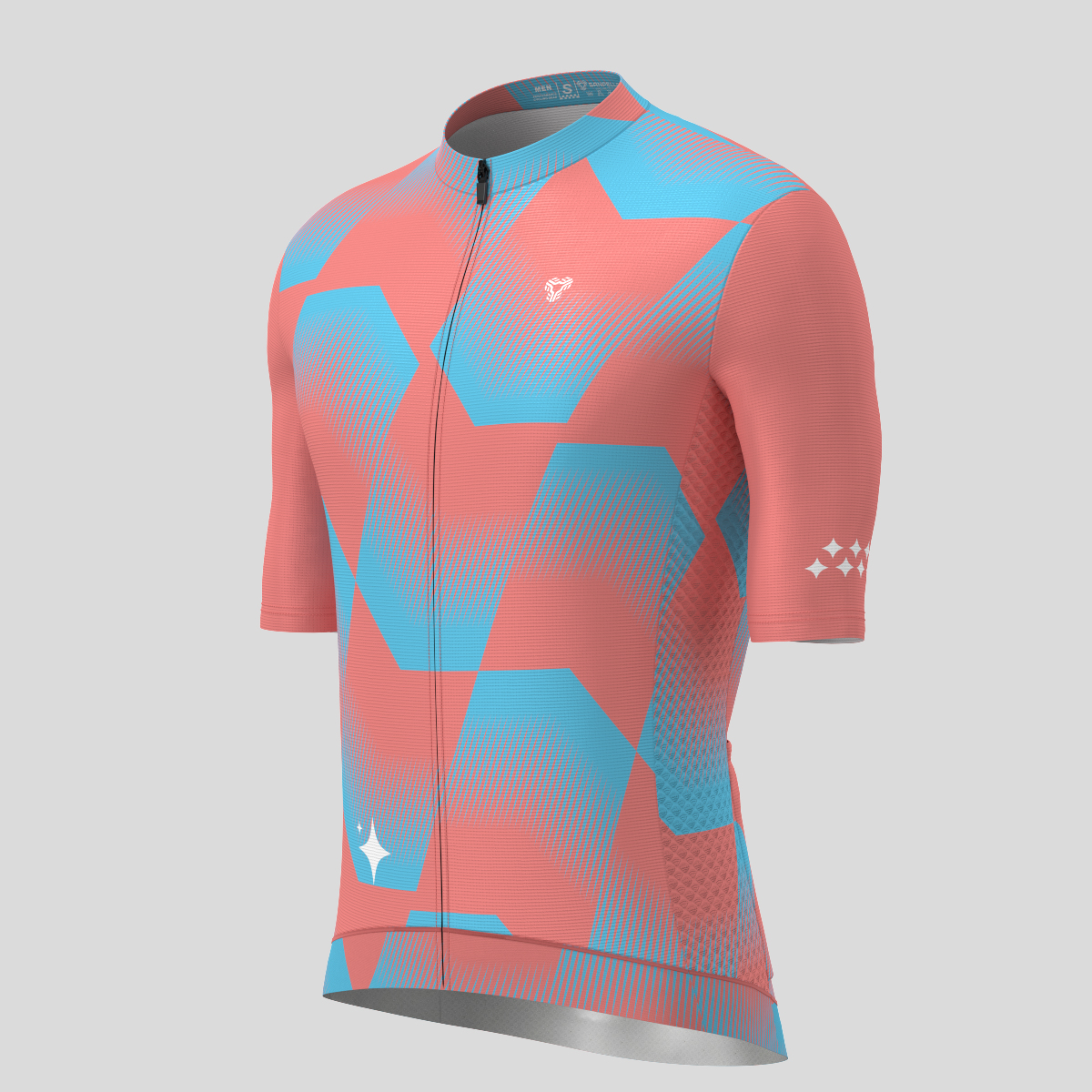 Men's Polygon Flow Cycling Jersey - Guava/Blue 