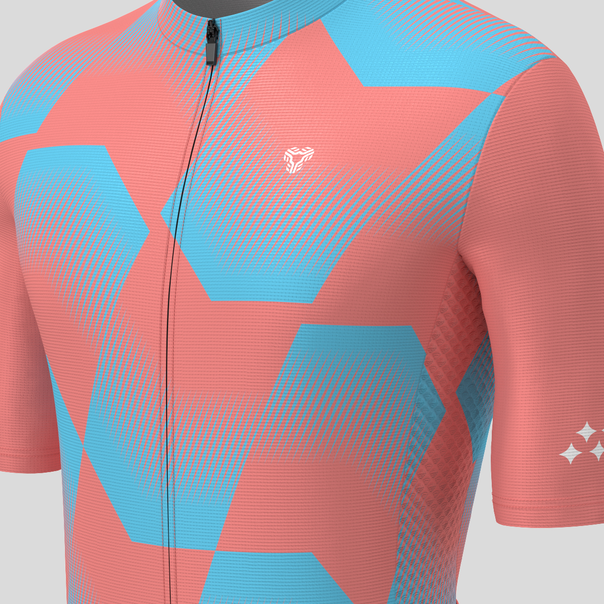 Men's Polygon Flow Cycling Jersey - Guava/Blue 