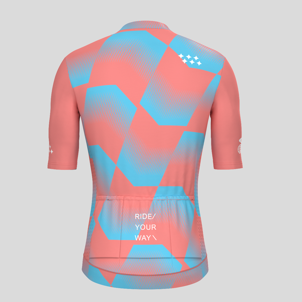 Men's Polygon Flow Cycling Jersey - Guava/Blue 