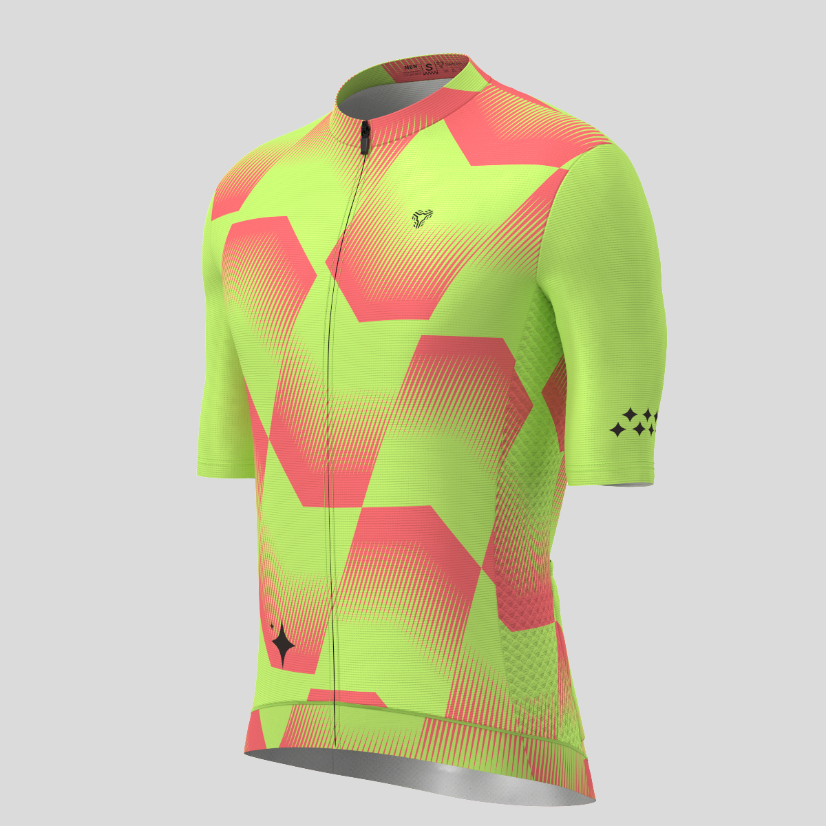 Men's Polygon Flow Cycling Jersey - Guava/Green