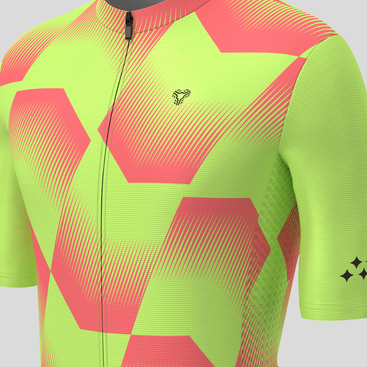 Men's Polygon Flow Cycling Jersey - Guava/Green