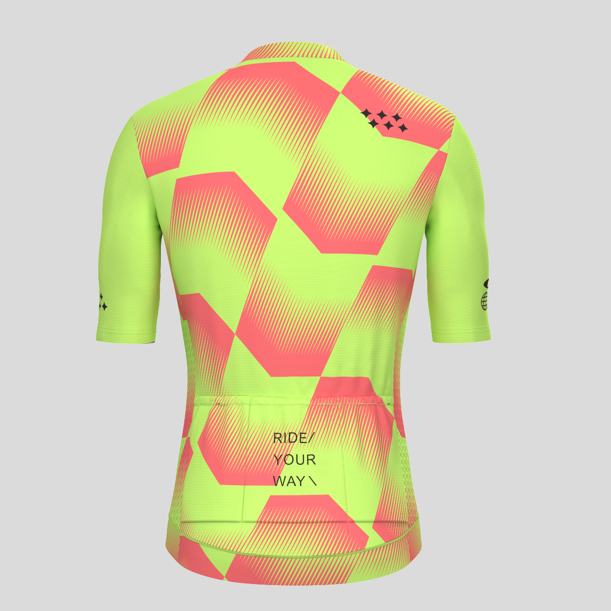 Men's Polygon Flow Cycling Jersey - Guava/Green