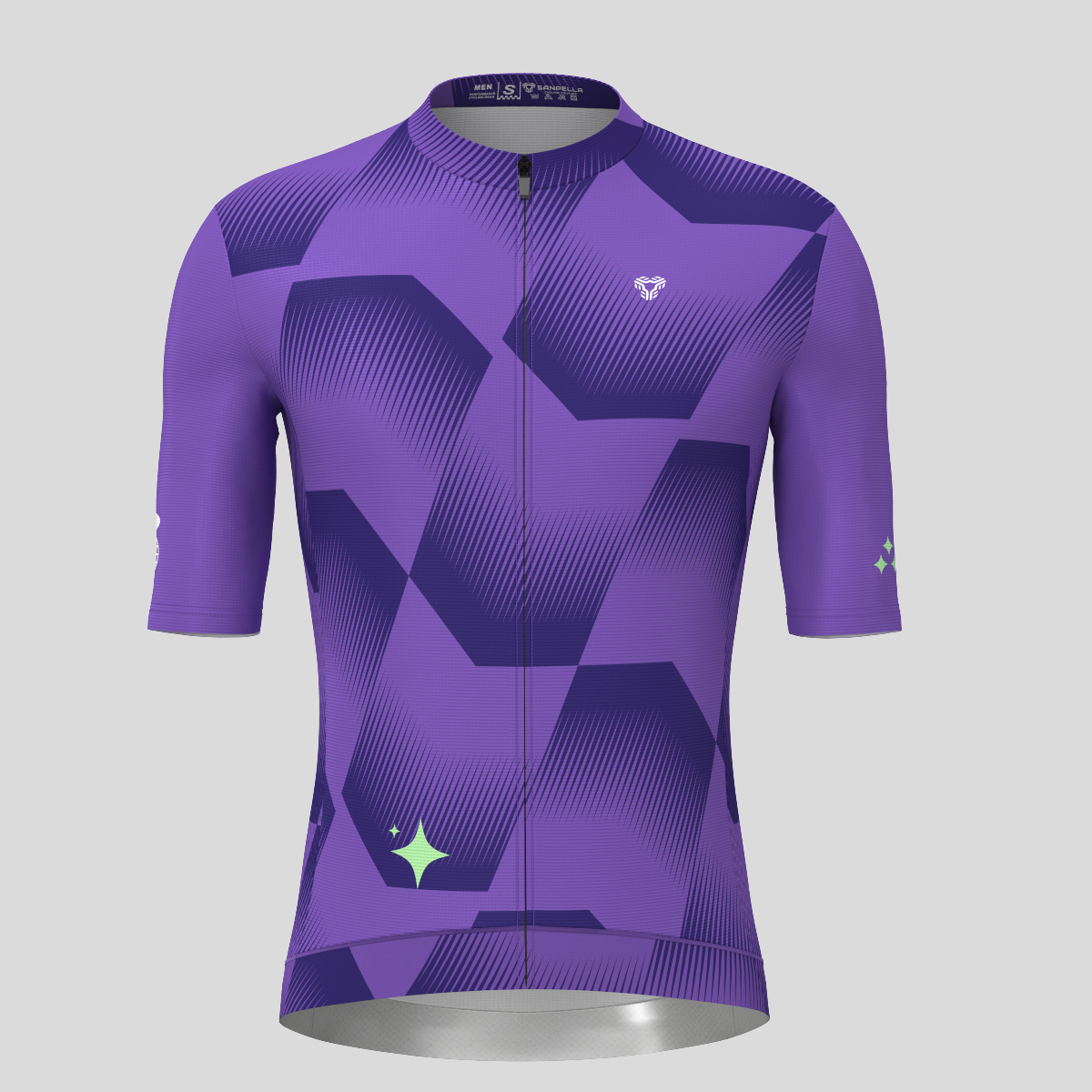 Men's Polygon Flow Cycling Jersey - Light Purple/Green