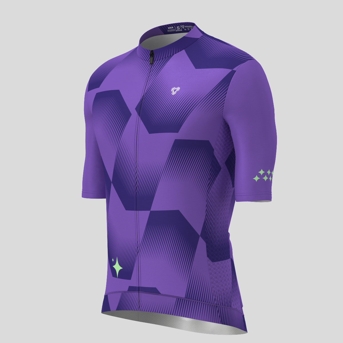 Men's Polygon Flow Cycling Jersey - Light Purple/Green