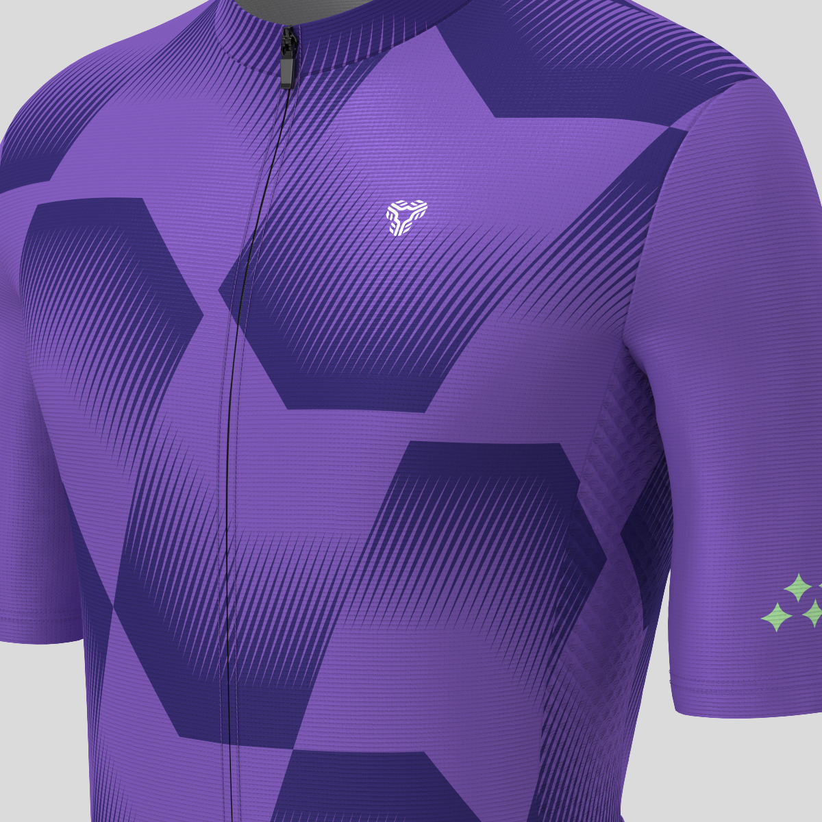 Men's Polygon Flow Cycling Jersey - Light Purple/Green