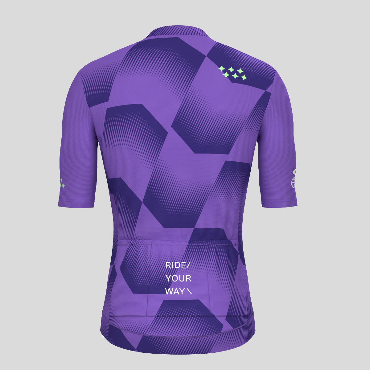 Men's Polygon Flow Cycling Jersey - Light Purple/Green