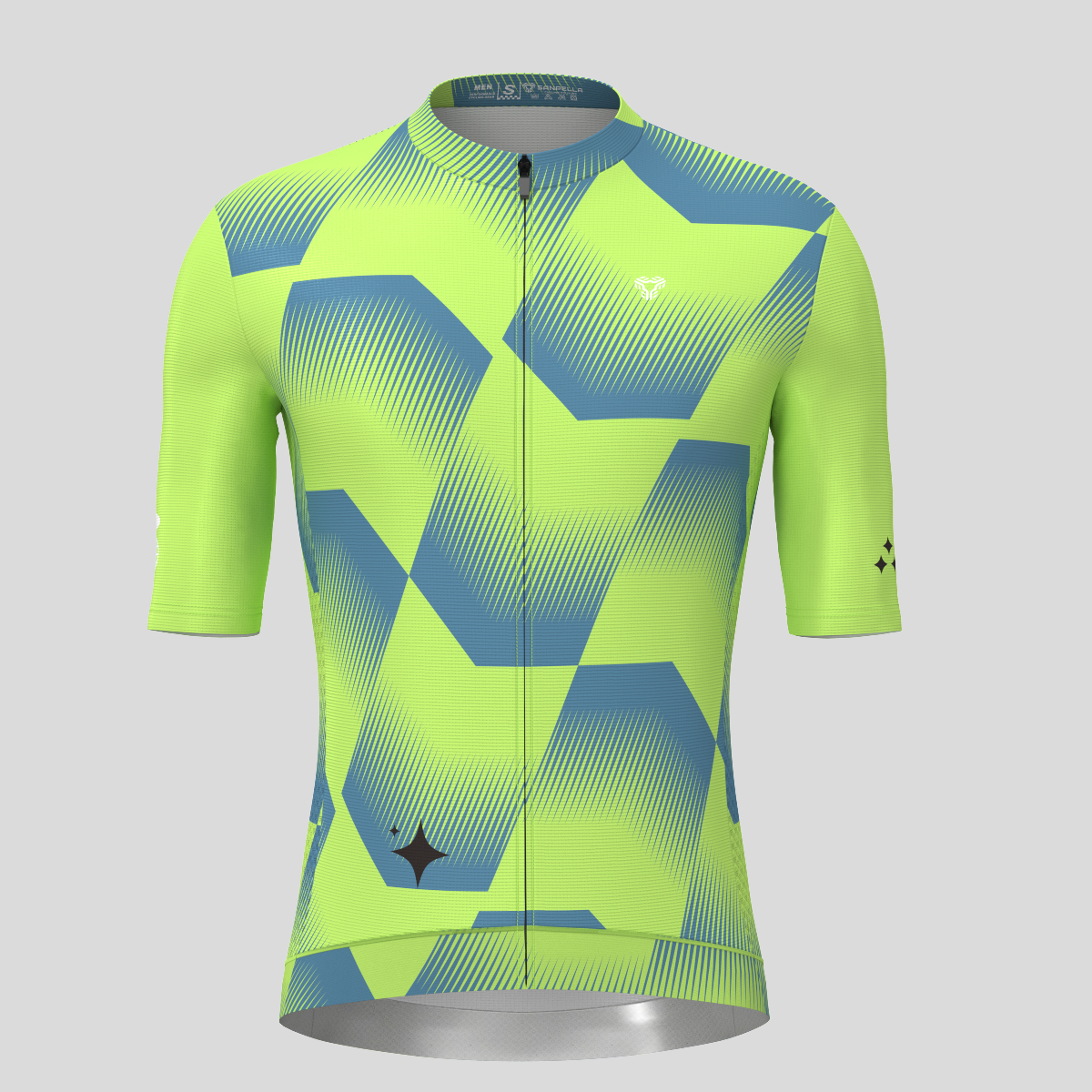 Men's Polygon Flow Cycling Jersey - Lime Green/Blue