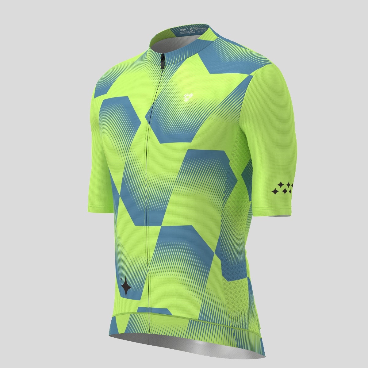 Men's Polygon Flow Cycling Jersey - Lime Green/Blue