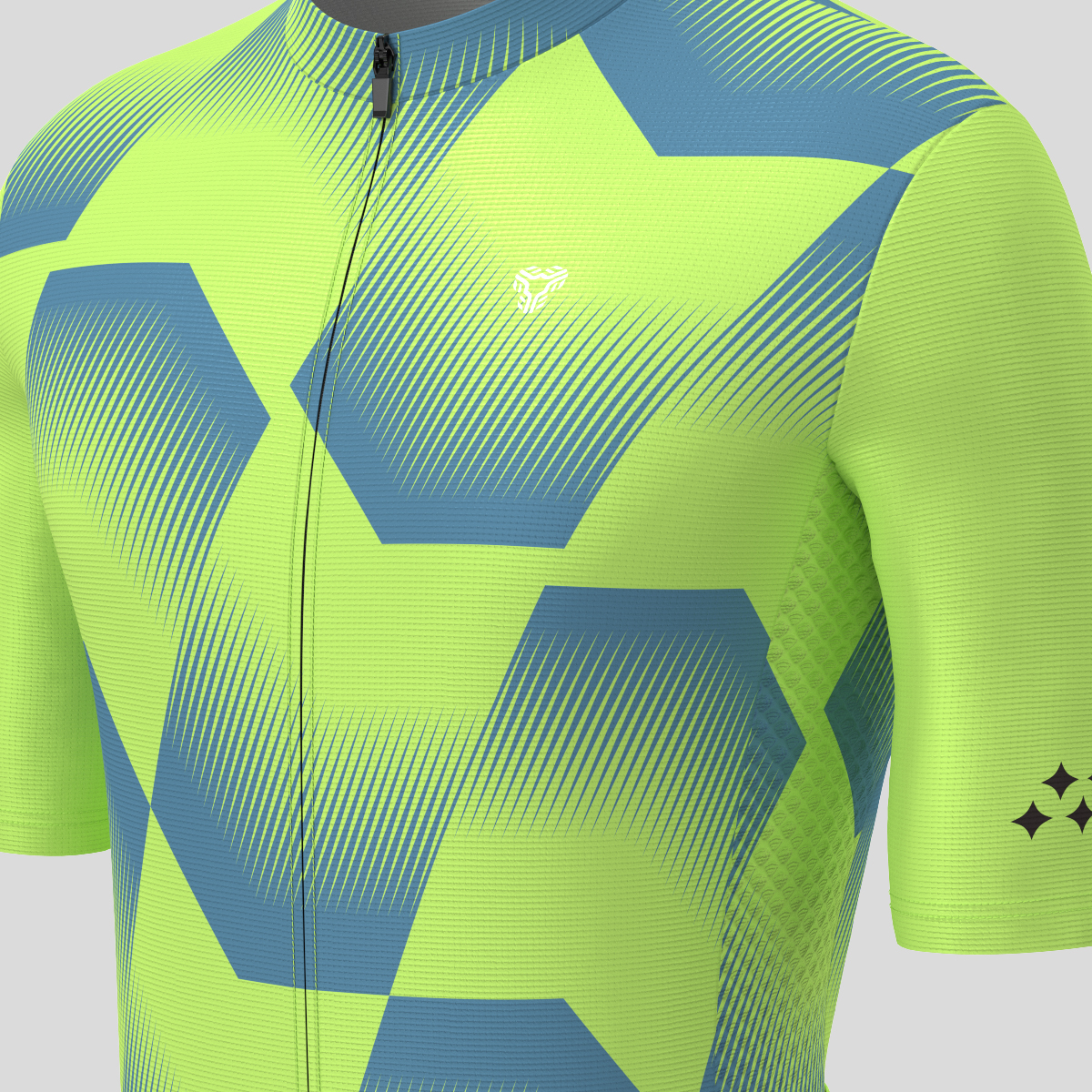 Men's Polygon Flow Cycling Jersey - Lime Green/Blue