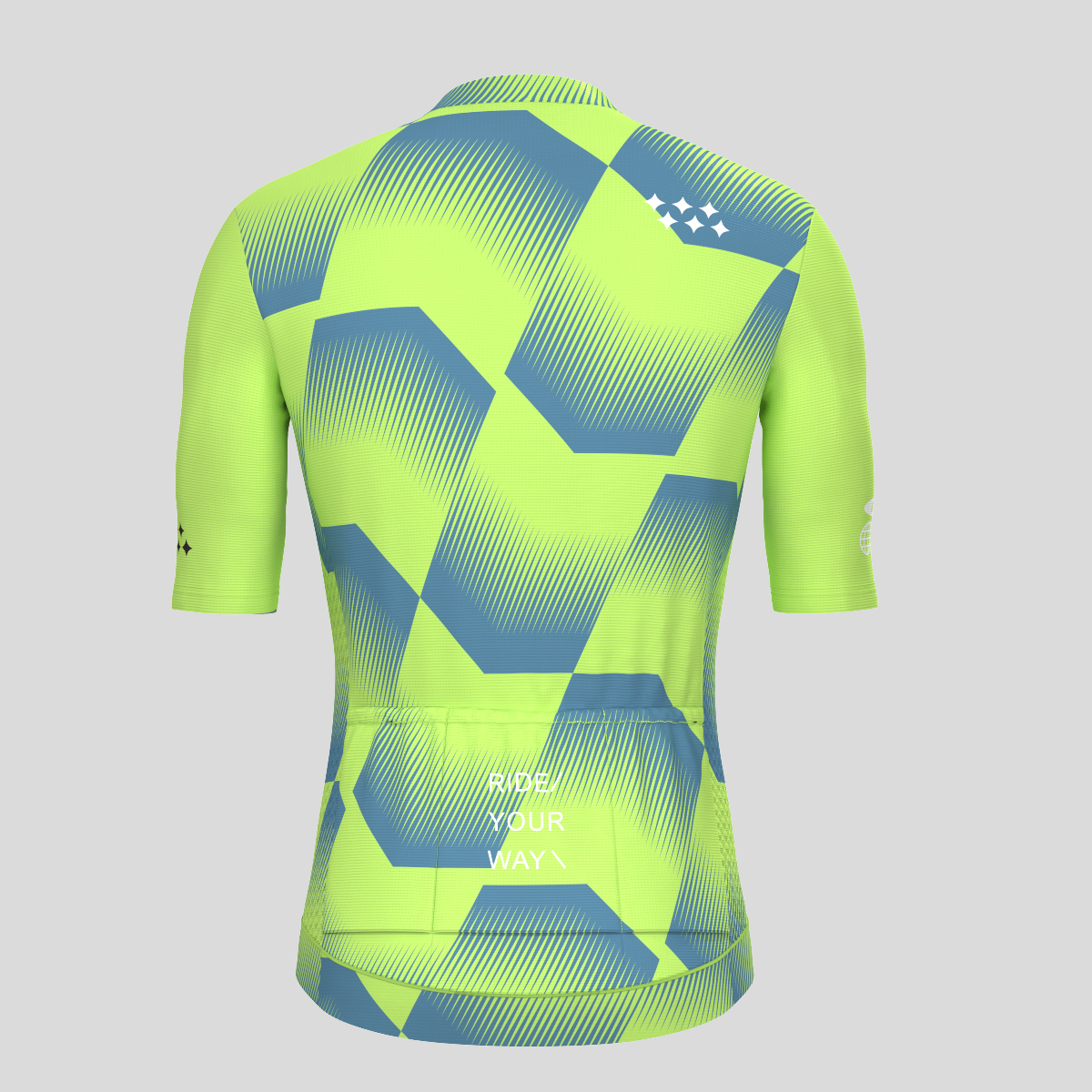 Men's Polygon Flow Cycling Jersey - Lime Green/Blue