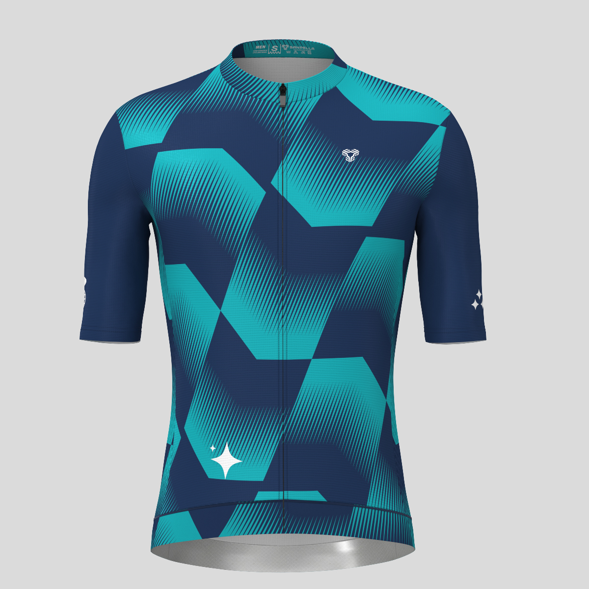 Men's Polygon Flow Cycling Jersey - Navy/Blue