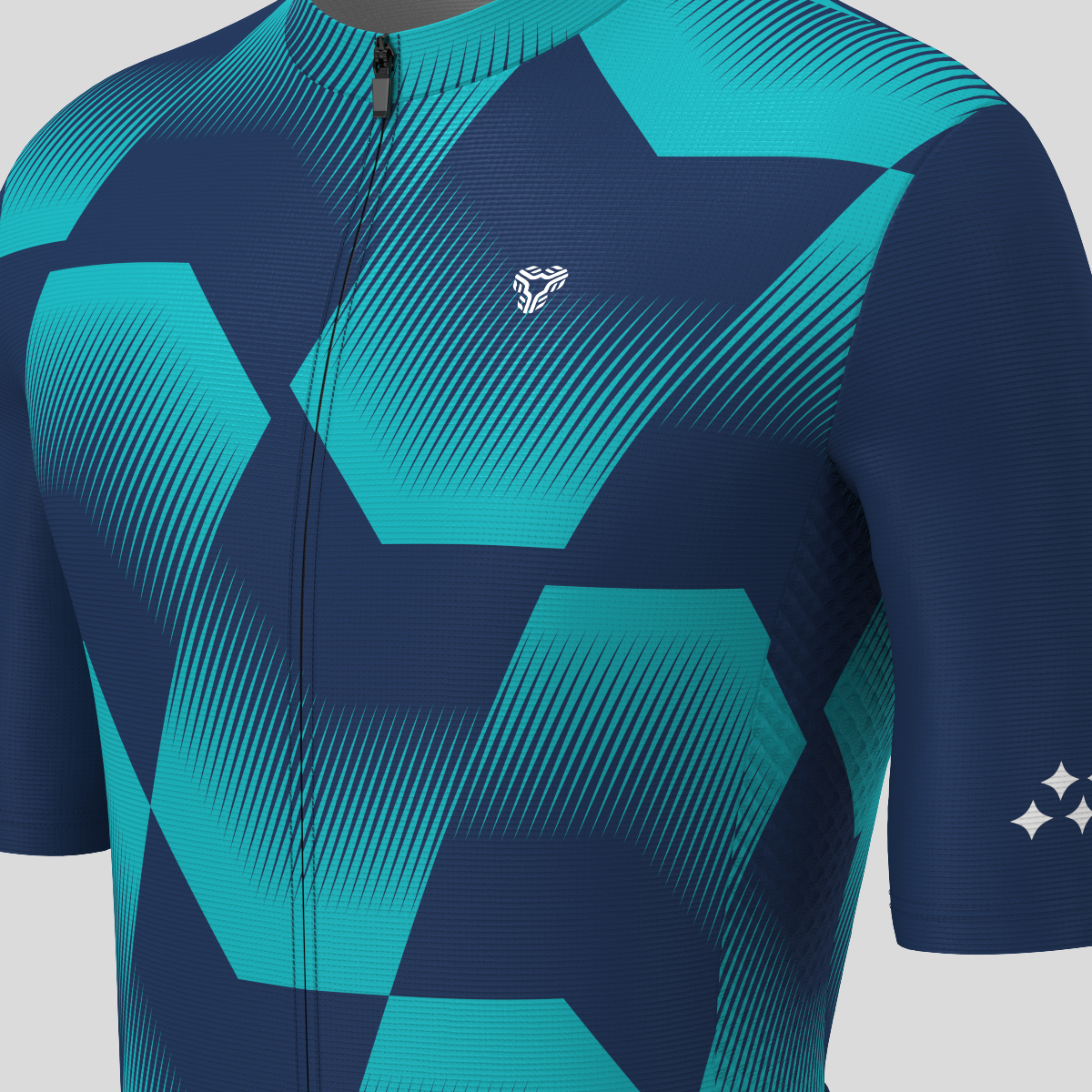 Men's Polygon Flow Cycling Jersey - Navy/Blue