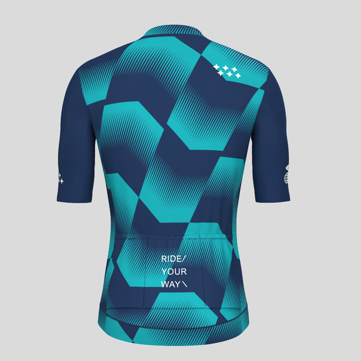 Men's Polygon Flow Cycling Jersey - Navy/Blue