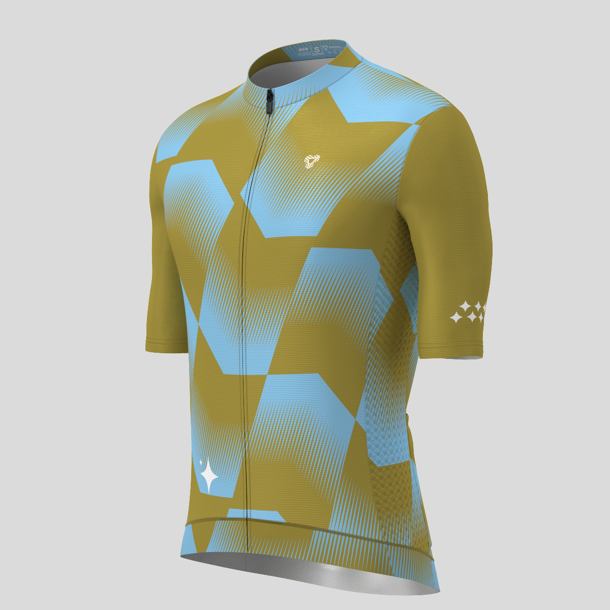 Men's Polygon Flow Cycling Jersey - Olive/Blue