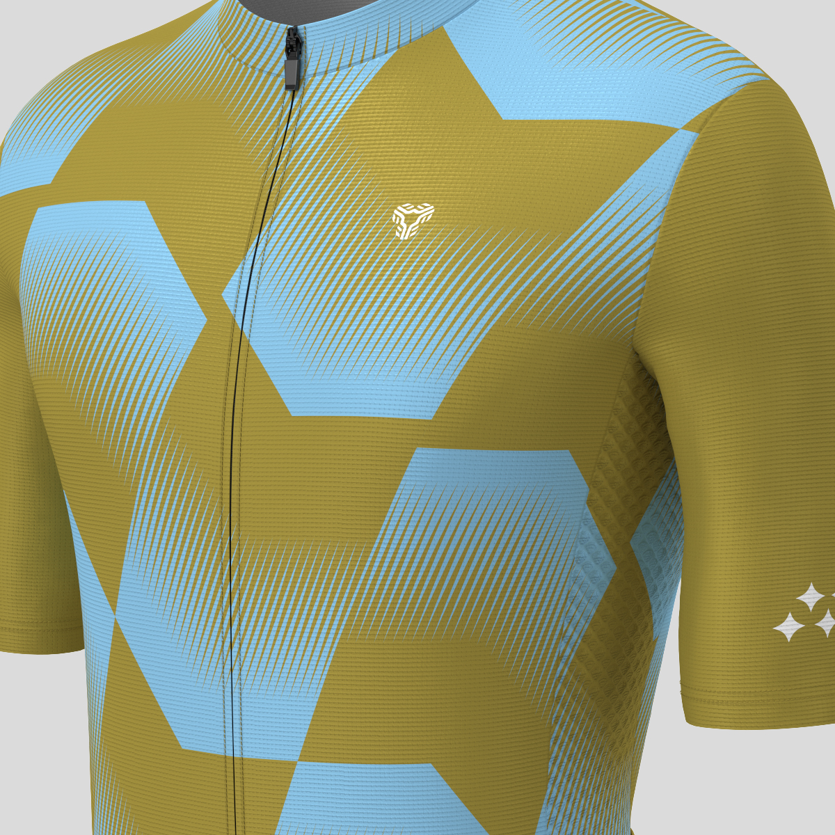 Men's Polygon Flow Cycling Jersey - Olive/Blue