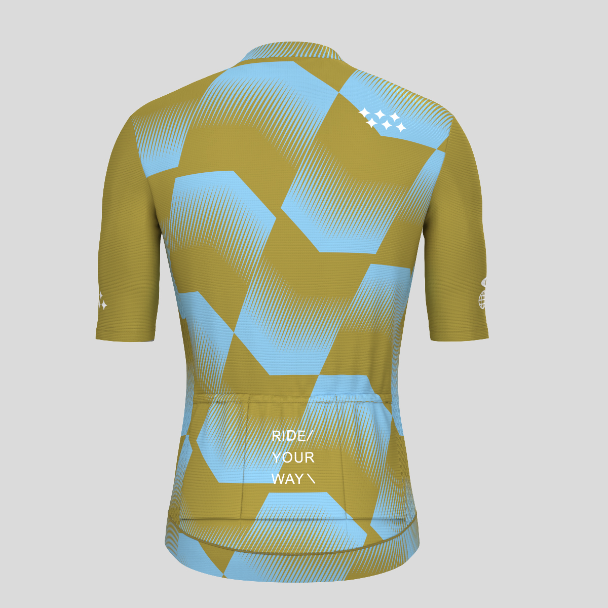 Men's Polygon Flow Cycling Jersey - Olive/Blue
