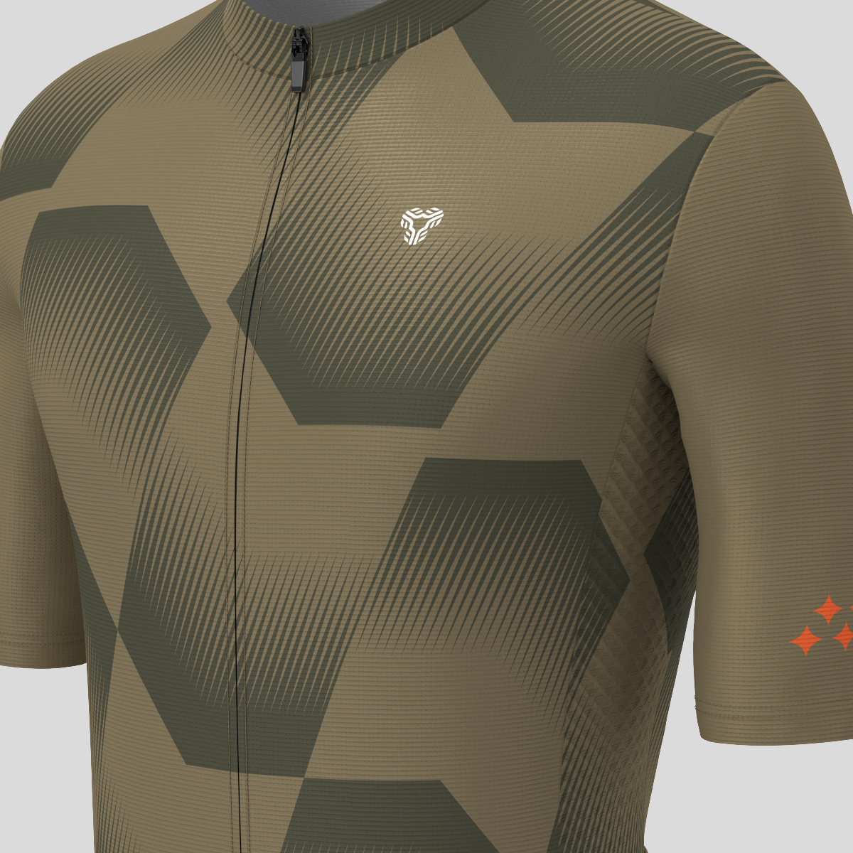 Men's Polygon Flow Cycling Jersey - Olive Drab